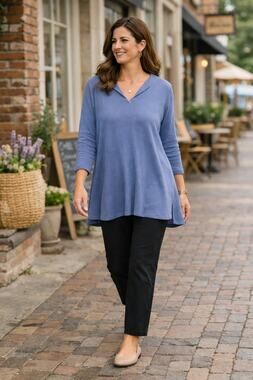 Soft Surroundings Blue A Line Tunic P M Oversized EUC